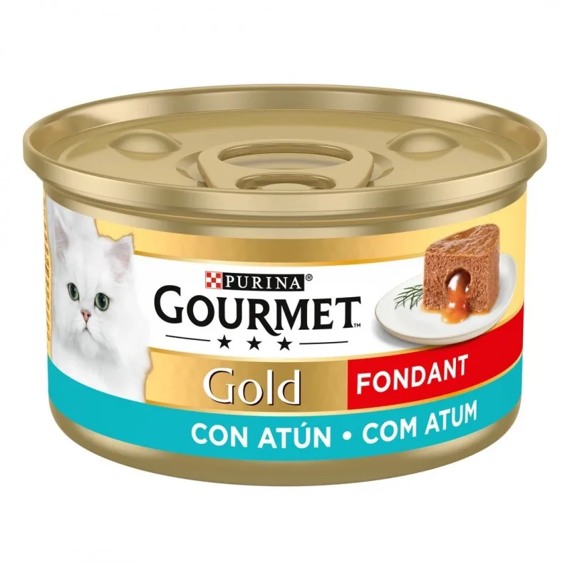 Gourmet Gold Fondant Atún en Lata para Gatos. Pack 24 Latas - Alta Calidad y Textura Doble