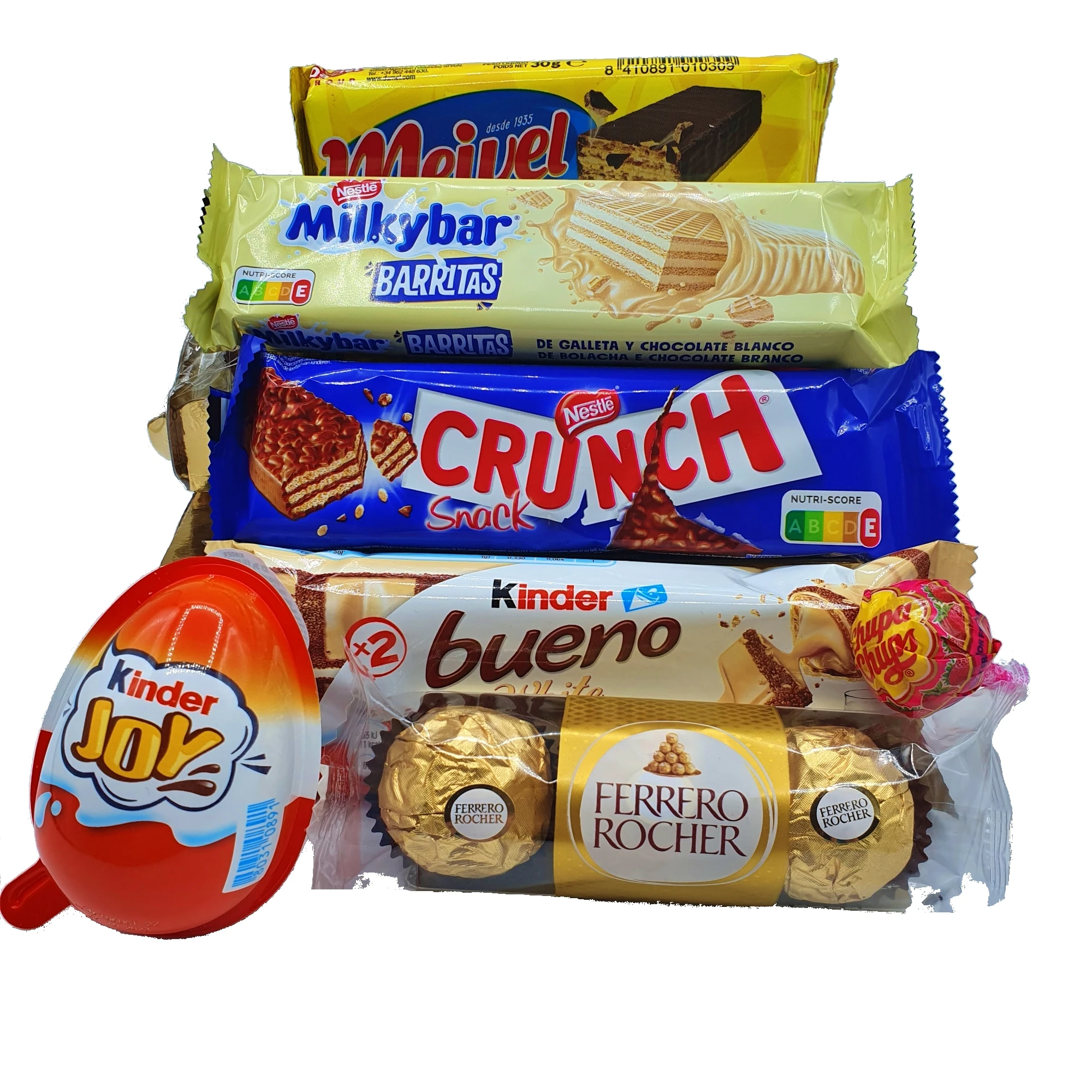 Kinder Joy Mega Chocolate Tray - Kinder Bueno - Ferrero Rocher - Nestle Chocolate Bars. +10. Unit. Super Chocolate Gift Pack. Kinder - Ferrero - Nestle - Chupa Chup [Iami]