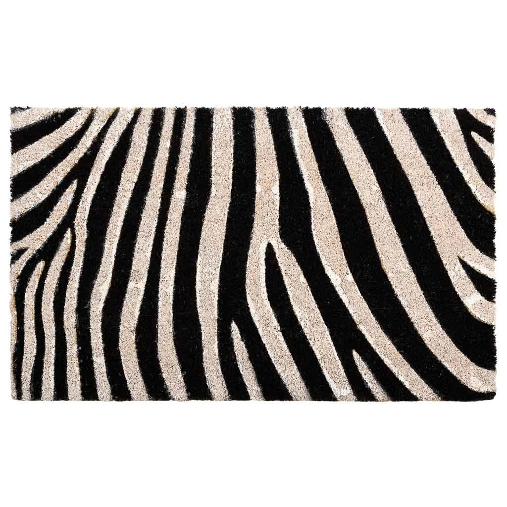 Wonderlust Deco - Felpudo de coco estampado zebra impreso 45x75 Blanco 45x75h cm