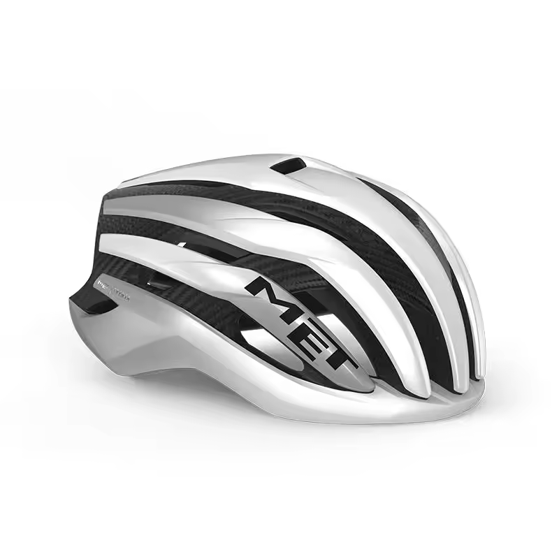 Met | Trenta 3k carbon mips cycling helmet white-silver - the met trenta 3k carbon mips helmet is a road helmet for elite cyclists, designed and manufactured to keep their head the most