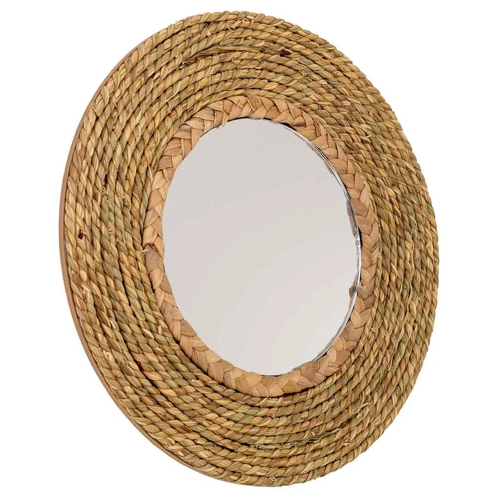 WANDERLUST DECO Espejo redondo de fibra natural marrón d25/13.5x02h cm de estilo Bambú