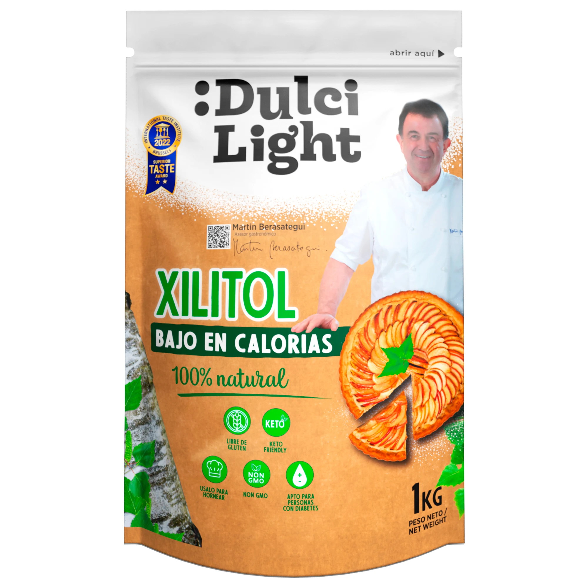 DulciLight Edulcorante Xilitol 1 KG Zero   100% Natural  Origen de Abedul de Finlandia  Sustituto del Azúcar  Ideal para cocina y repostería  Bajo en calorías y carbohidratos