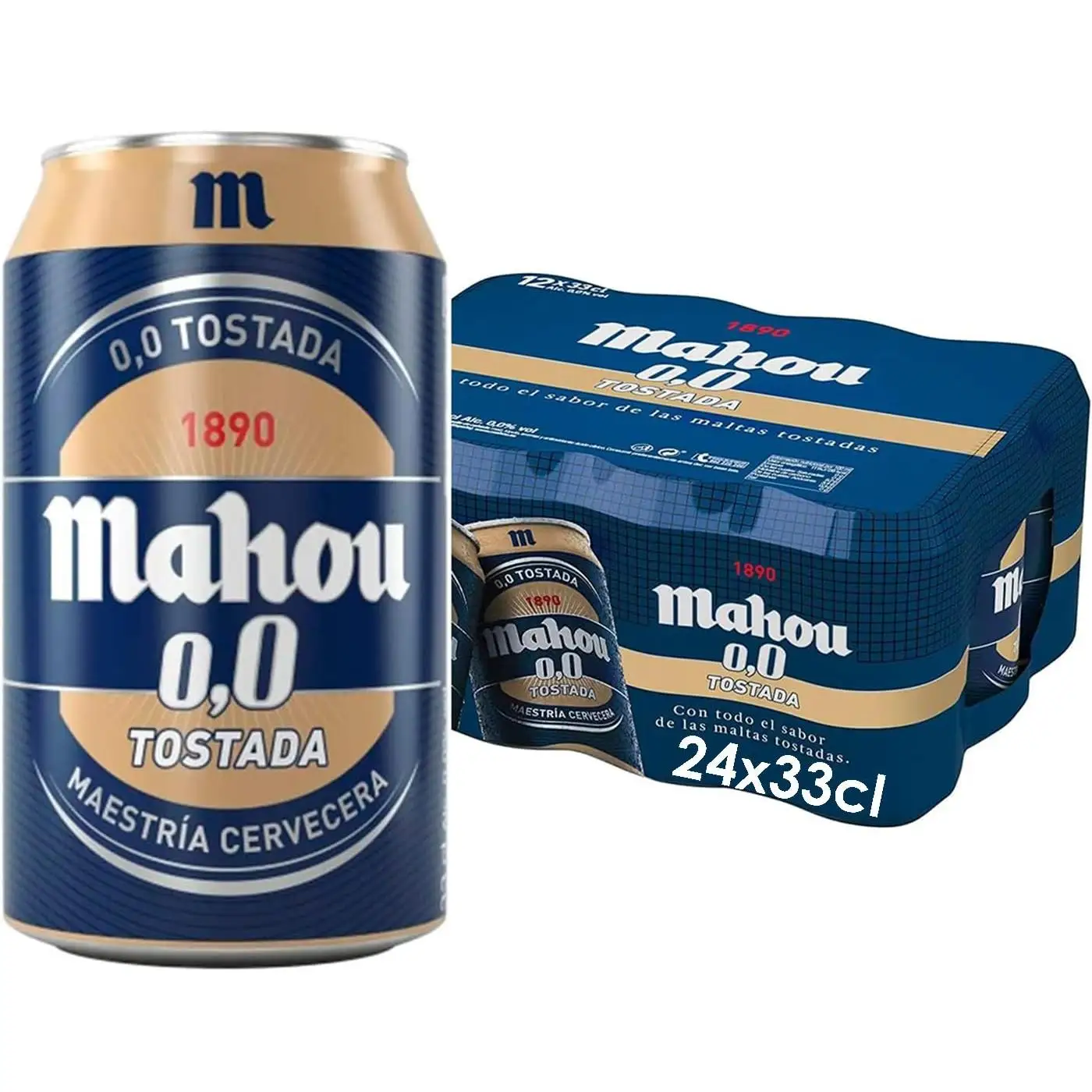 MAHOU without 0,0 toasted 33 CL. (24 UNDS)