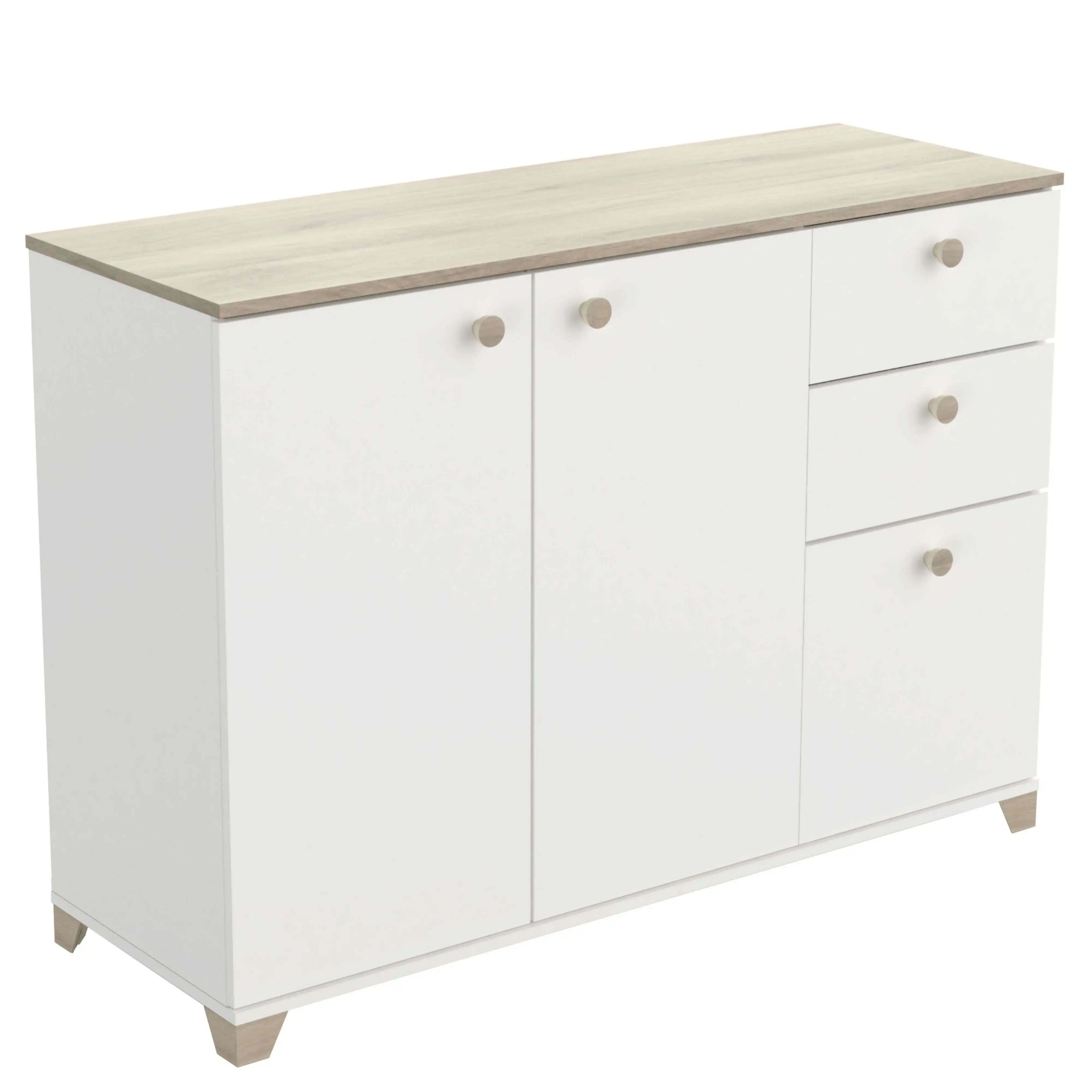 Aparador Izzy Salón Comedor Blanco Mate y Roble Kronberg 82x120x42 Cm - Diseño Moderno y Elegante