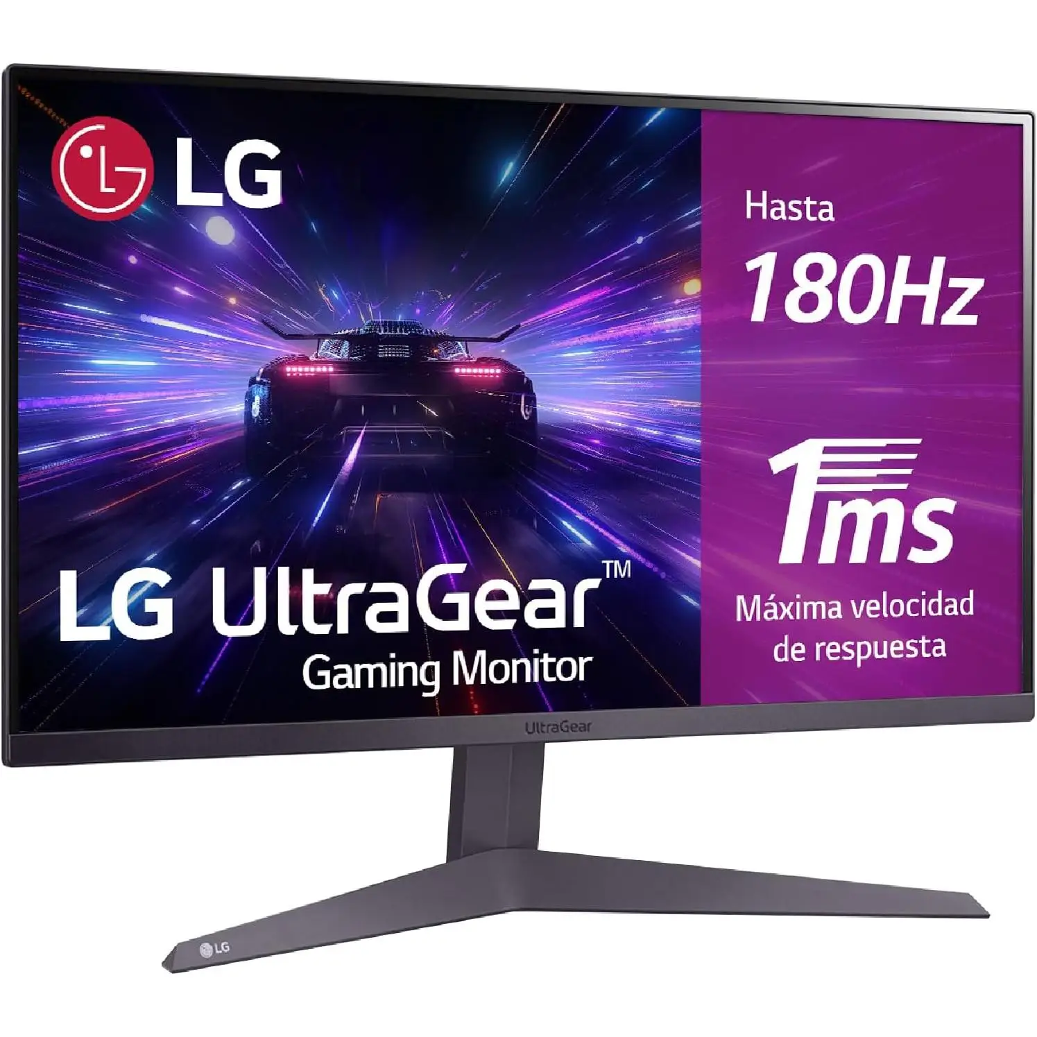 LG 24GS50F-B - Monitor Gaming Ultragear, 24" FHD, Panel VA: (1920 x 1080), 16:9, 180 Hz, 1 ms, Tecnología AMD FreeSync, HDR10, Black Stabilizer, Color Morado Grisáceo