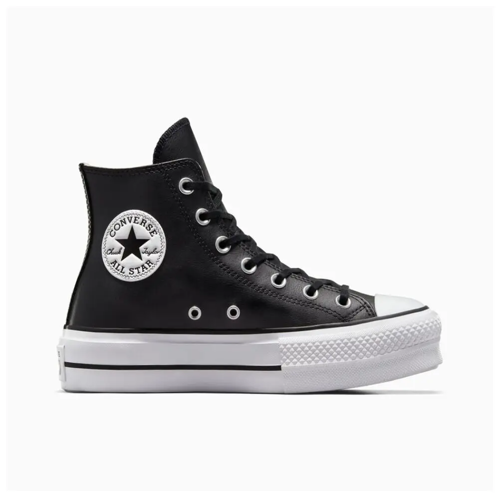 Zapatillas Converse Negras Plataforma de Piel