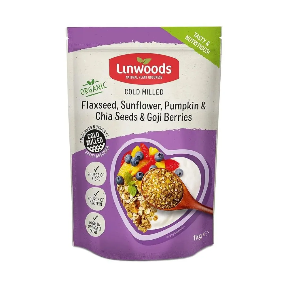 Linwoods Mix de Semillas de Lino, Girasol, Calabaza, Sésamo y Goji Molidas Ecológicas 1kg - Sin Gluten
