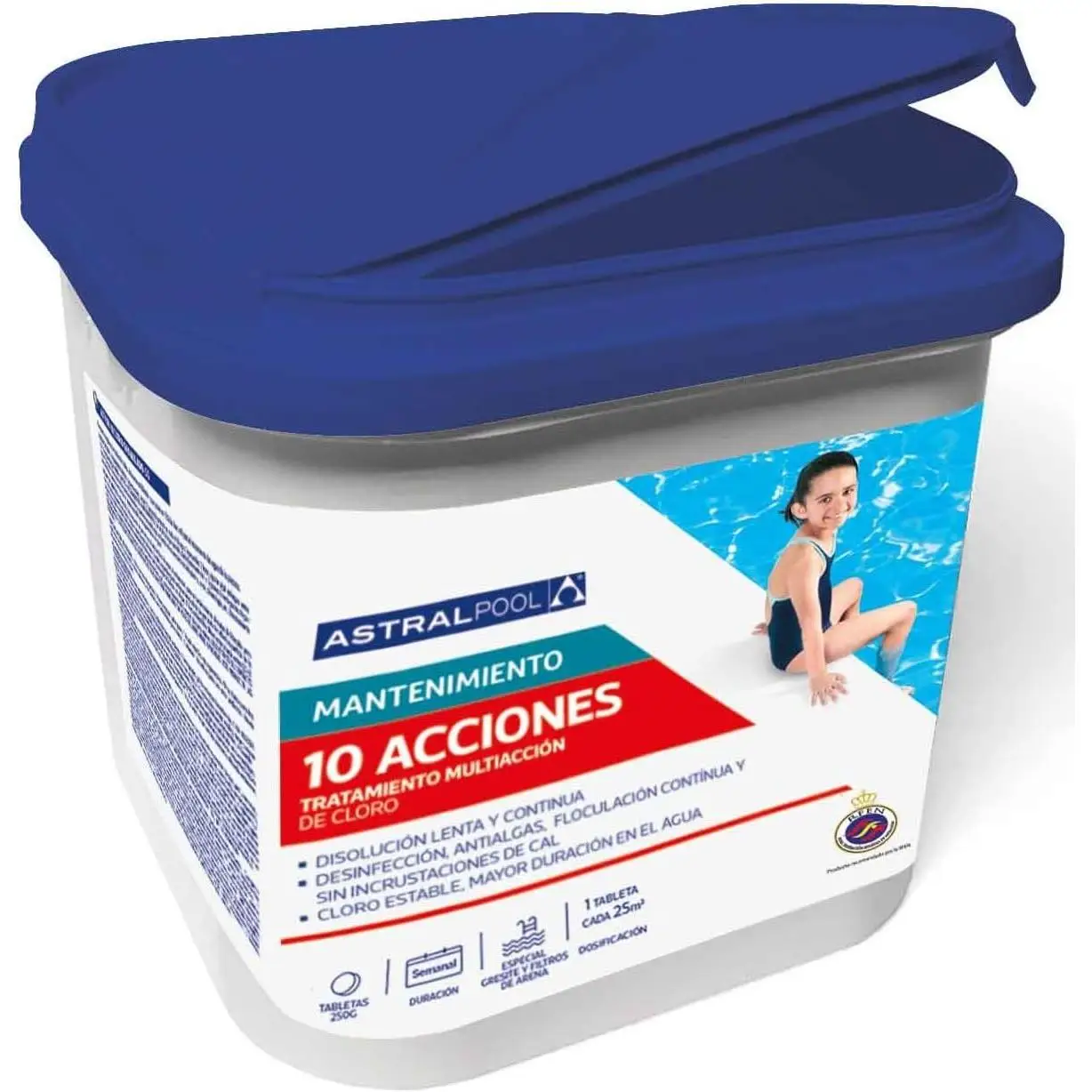 Astral Pool Cloro Astralpool 10 Acciones de Disolución Lenta 5kg - Tratamiento Multiacción para Piscinas y Spas - Especial Gresites y Filtros de Arena