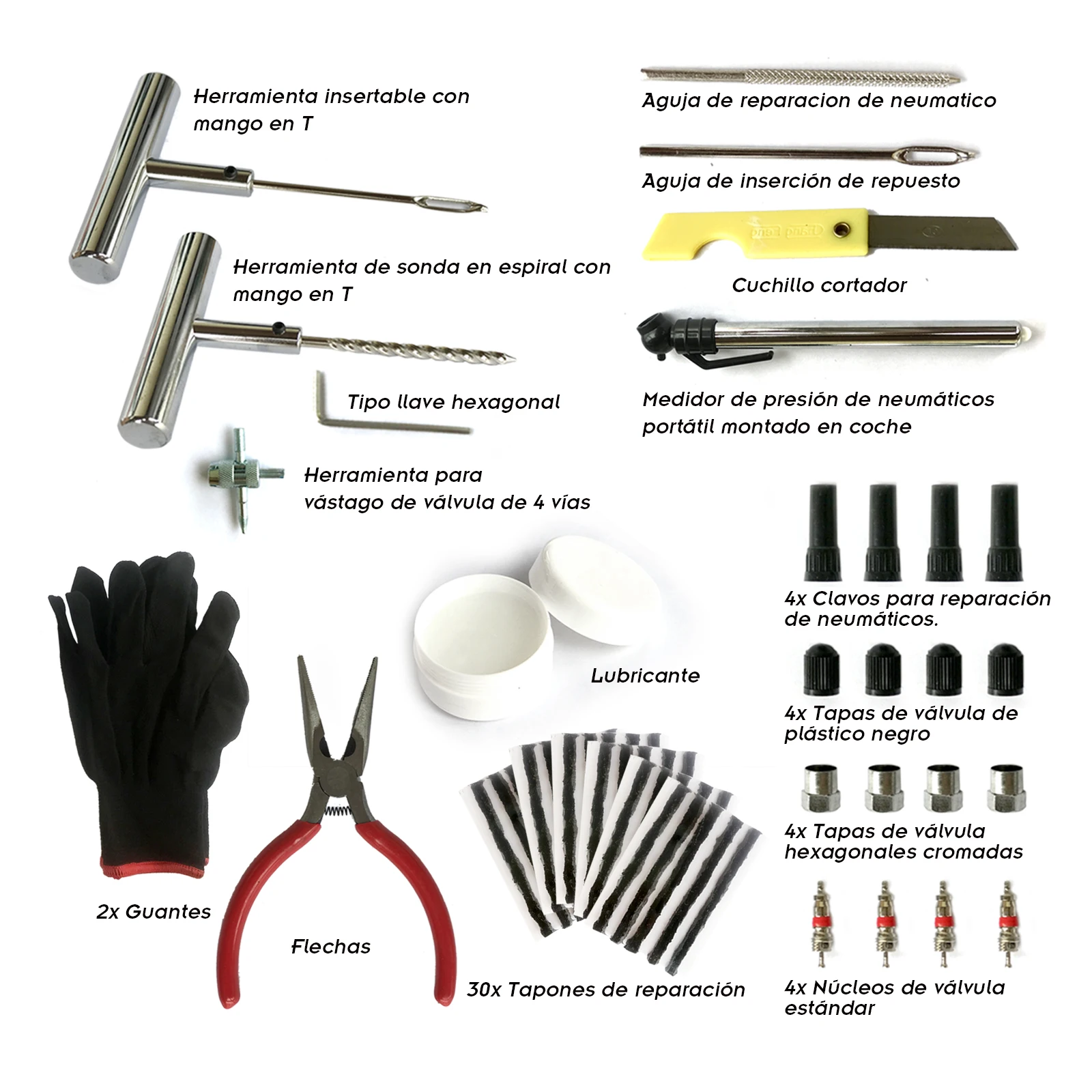 Tire Repair Kit 59pcs tire puncture repair tool for tire anti-puncture Kit car 30 palation sticks (pneumatic repala)