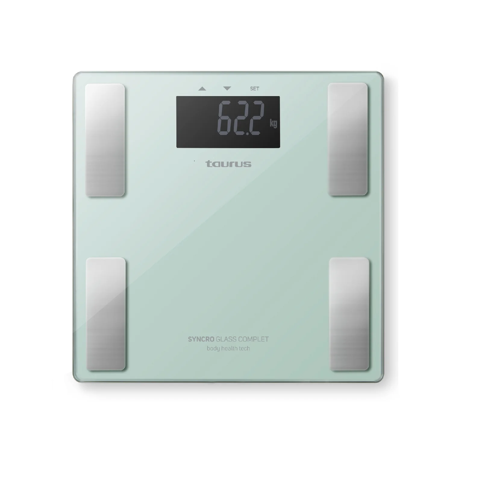 Taurus-bathroom scale Syncro Glass complete. Green Color. Crystal product Material.