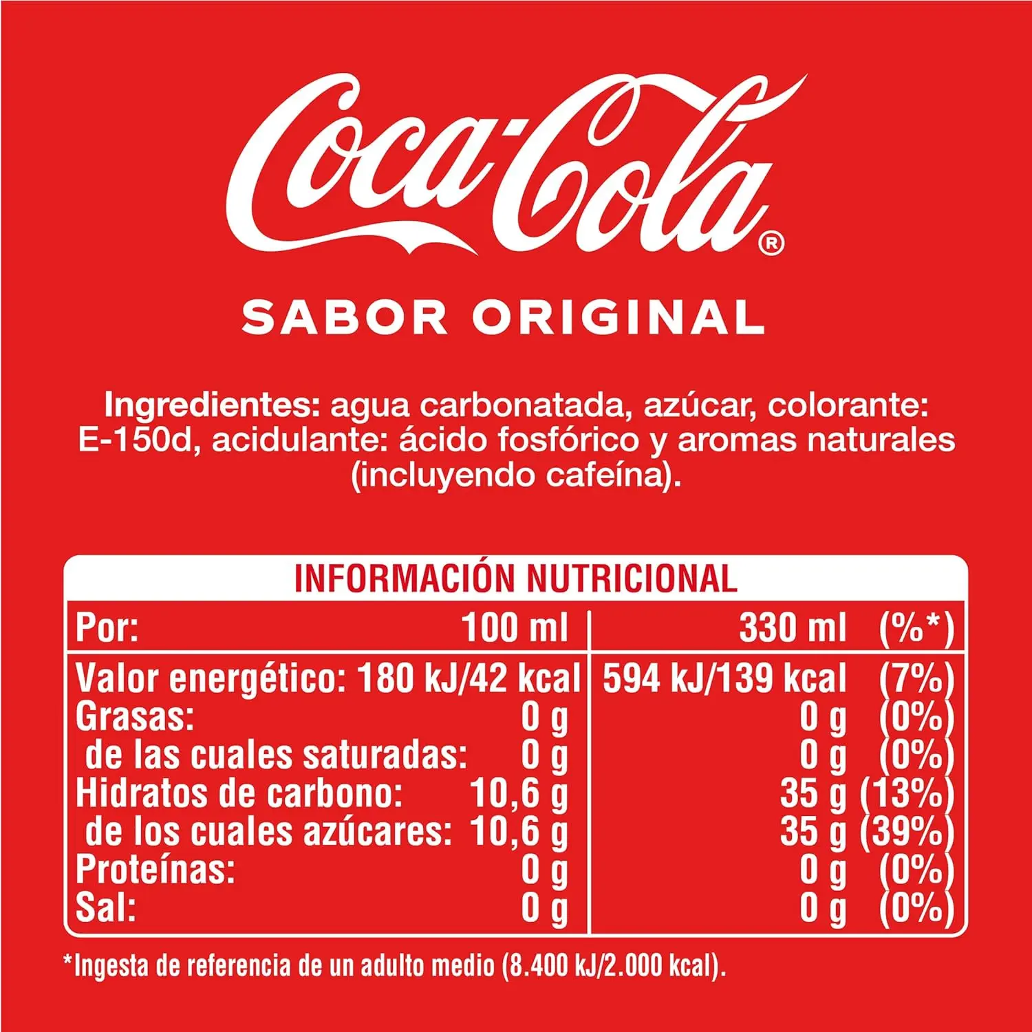 Coca-Cola Original flavor-cola soda-Pack of 24 cans 330 ml