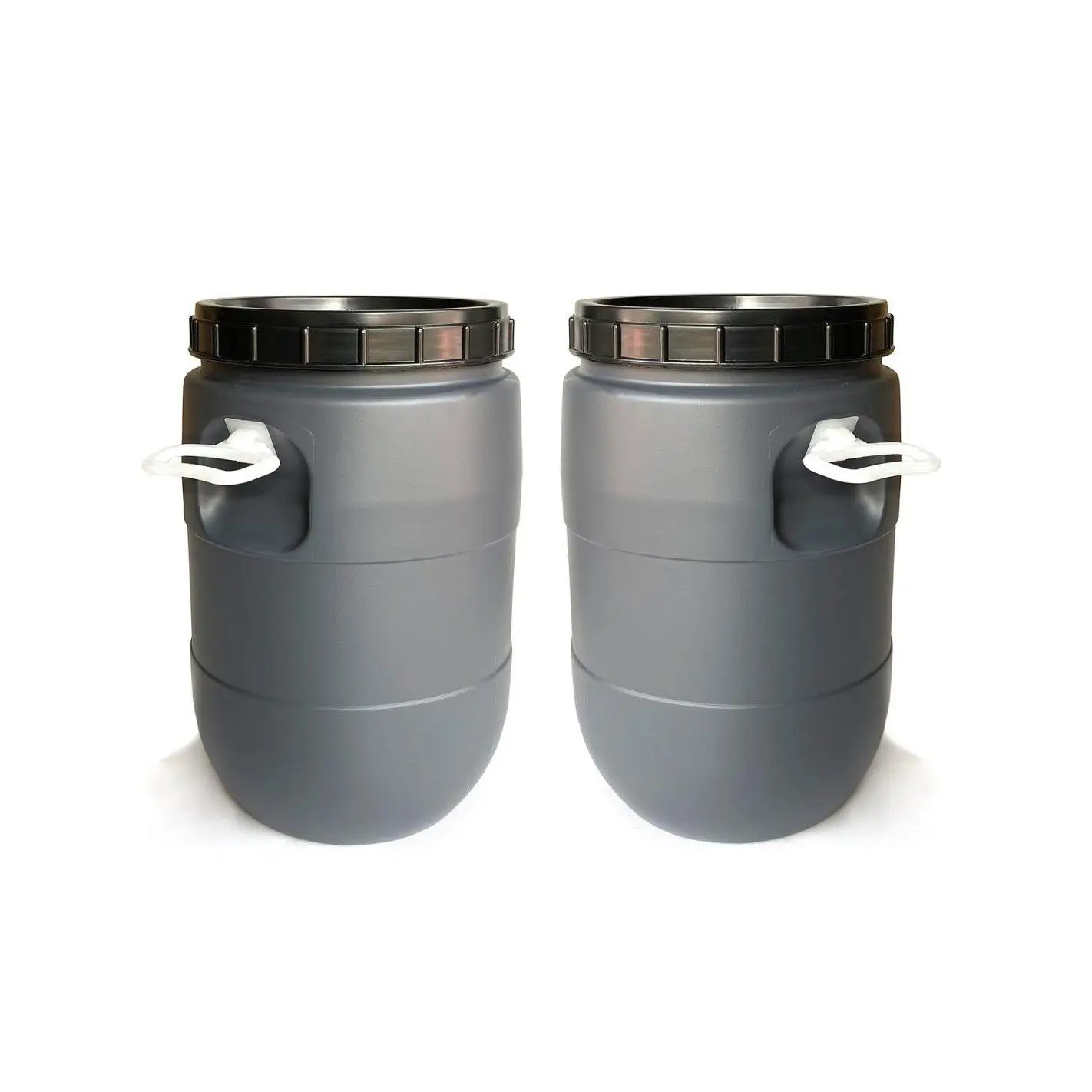 Bidon de boca ancha de 30 litros | X2 UNDS | Con Asas | Gris y Negro