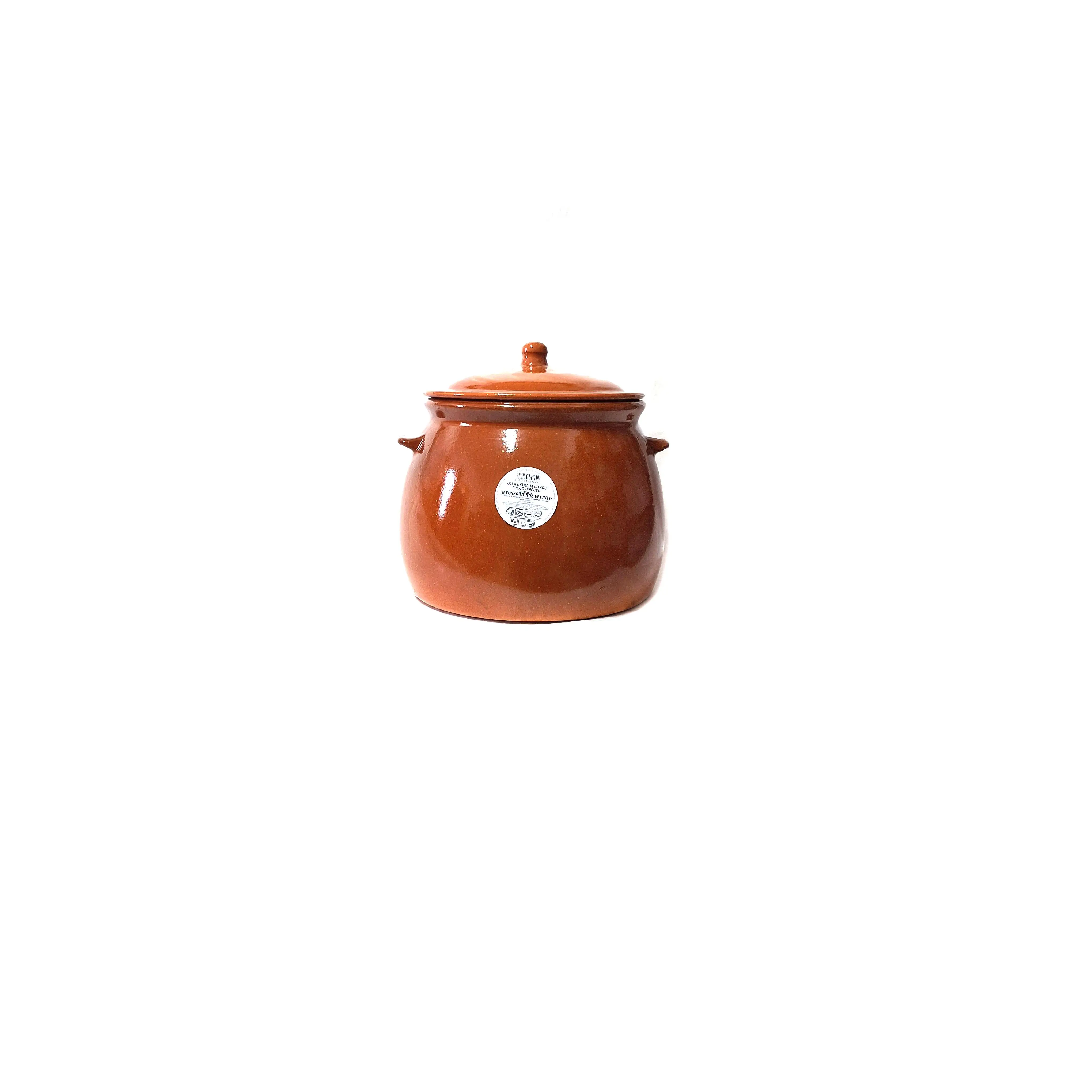 Olla Extra capacidad de 14L | Olla de Barro Tradicional | Olla Cerámica fuego directo | Puchero  | Horno | Cocidos | Guisos | Tradicional | Horno de leña | Fuego lento