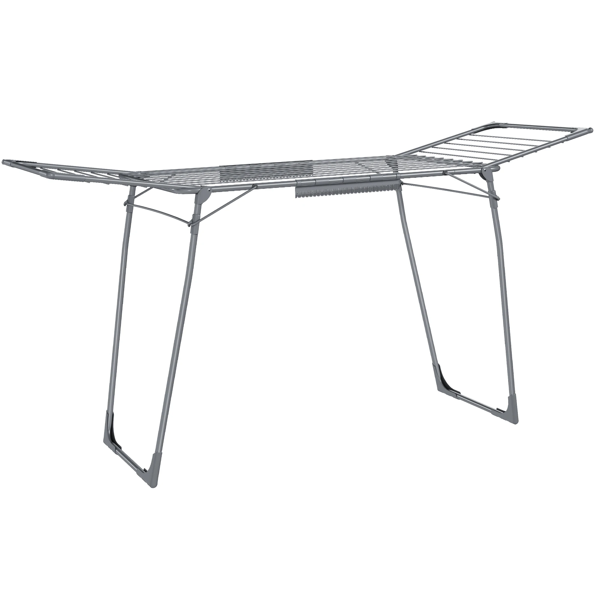 SONGMICS Tendedero de pie, 56,5 x 173 x 96,5 cm, tendedero de alas para ahorrar espacio, con soporte para calcetines, metal, para ropa, toallas, lavandería, gris/blanco
