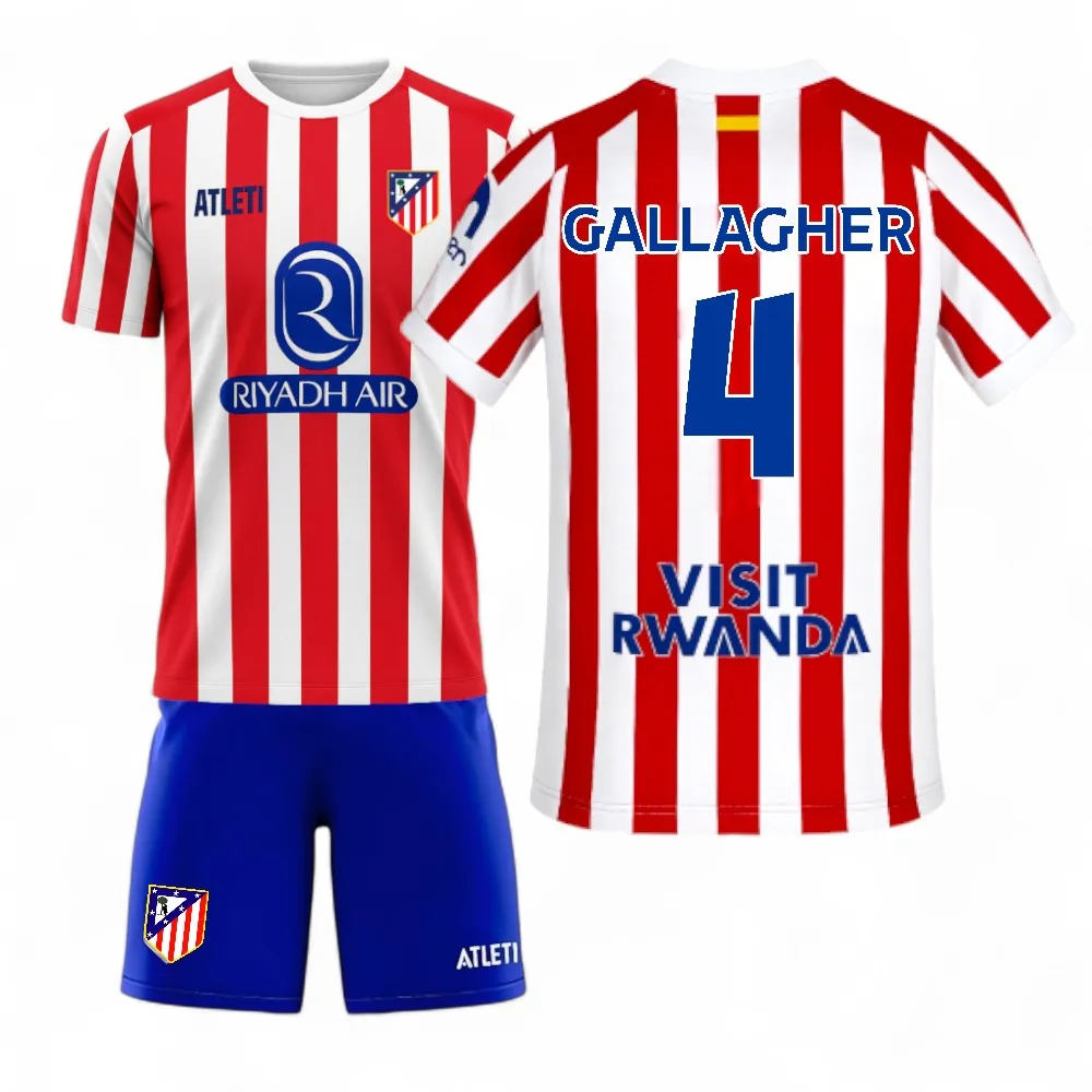 Atletico de Madrid - Camiseta Oficial Barrios 8 | Temporada 25-26 | Primera Equipación | Licencia Oficial | Hombre | Rayas Rojas y Blancas