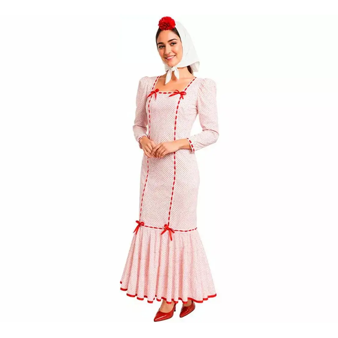 Partilandia Disfraz de Chulapa Clásico blanco y rojo para mujer