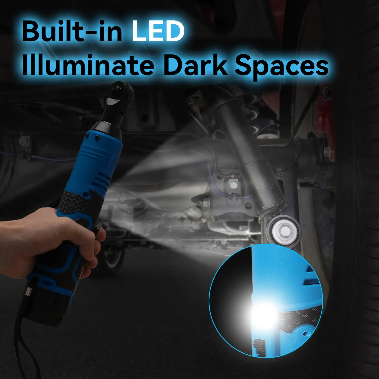 100N.m 18V Impact Wrench Rechargeable Power Tool Wireless Right Angle 3/8 Ratchet