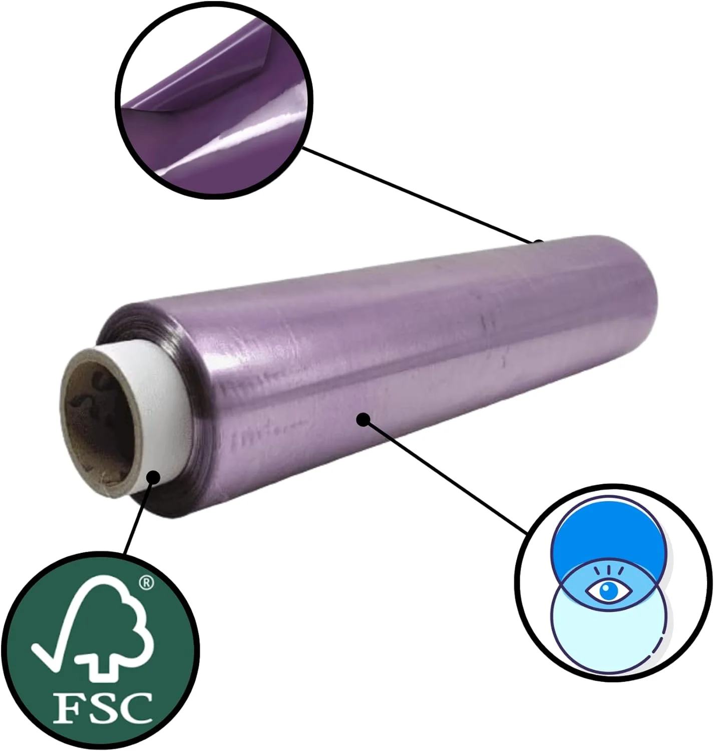 Pack 3 rolls transparent film paper 30cmx300m, industrial size kitchen paper, tattoo packaging and protection, for refrigerator and microwave
