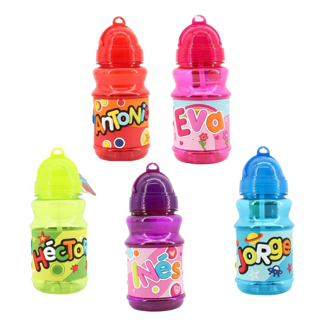 Botella Escolar Infantil Personalizada con Nombre MyName - Botella de agua con Capacidad 370 mL - Diseño Colorido y Divertido - Botella de Agua de Plástico Reutilizable Ideal para la Escuela, Actividades al Aire Libre