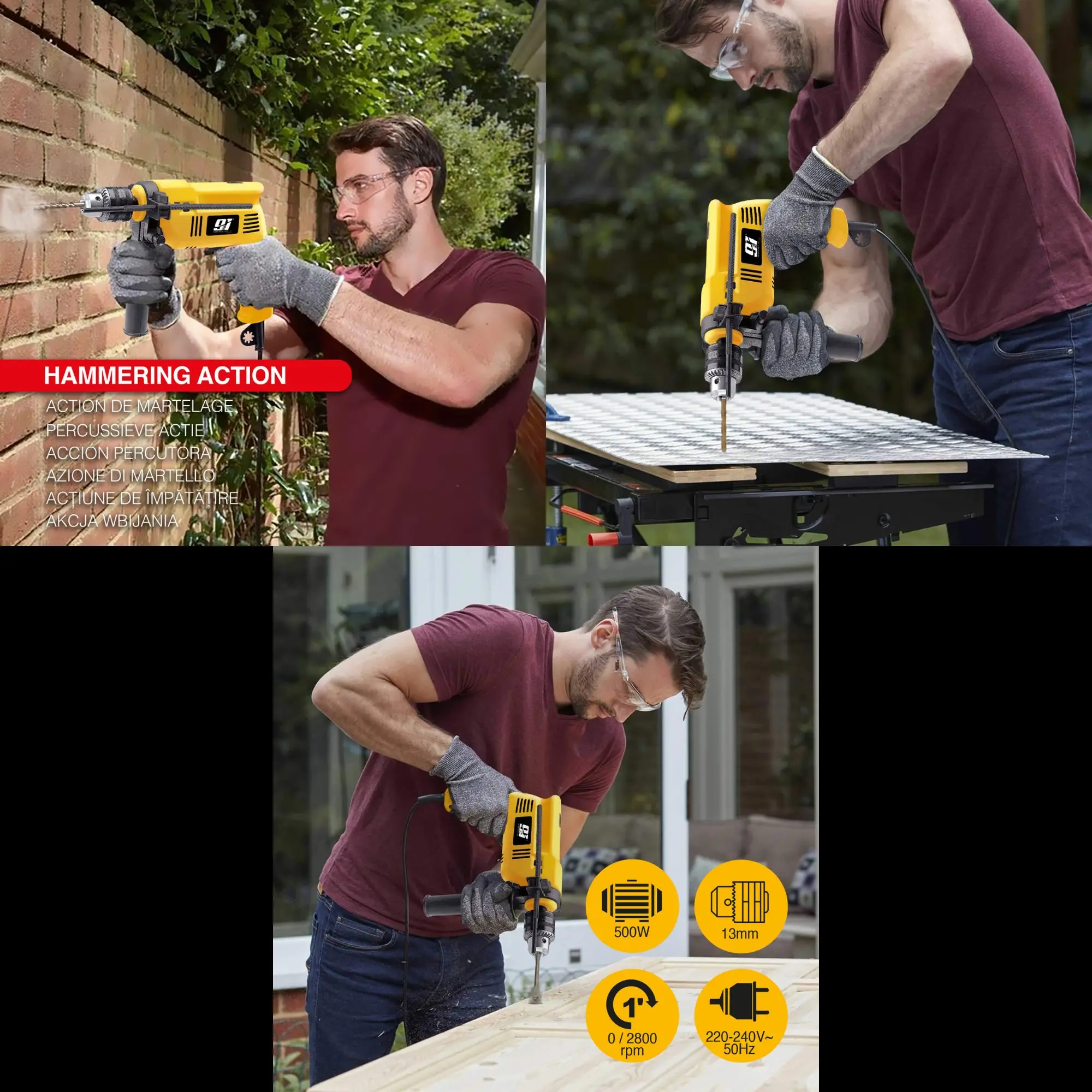 ORION91oficial® - 500W Electric Rotary Drill, Corded, with Variable Speed for Home DIY Use, Features Durable Steel Material and CE Certification, Ideal for Impact Drilling and Versatile Projects.