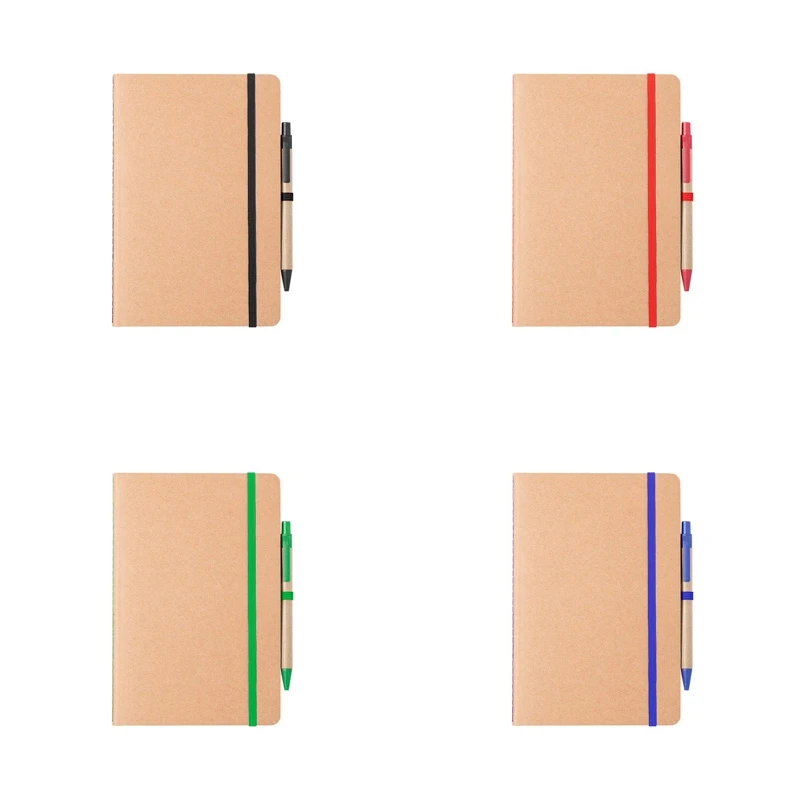 Disok Lote de 20 Set Libreta + Bolígrafo Nature Cartón Reciclado - Regalos para Fiestas