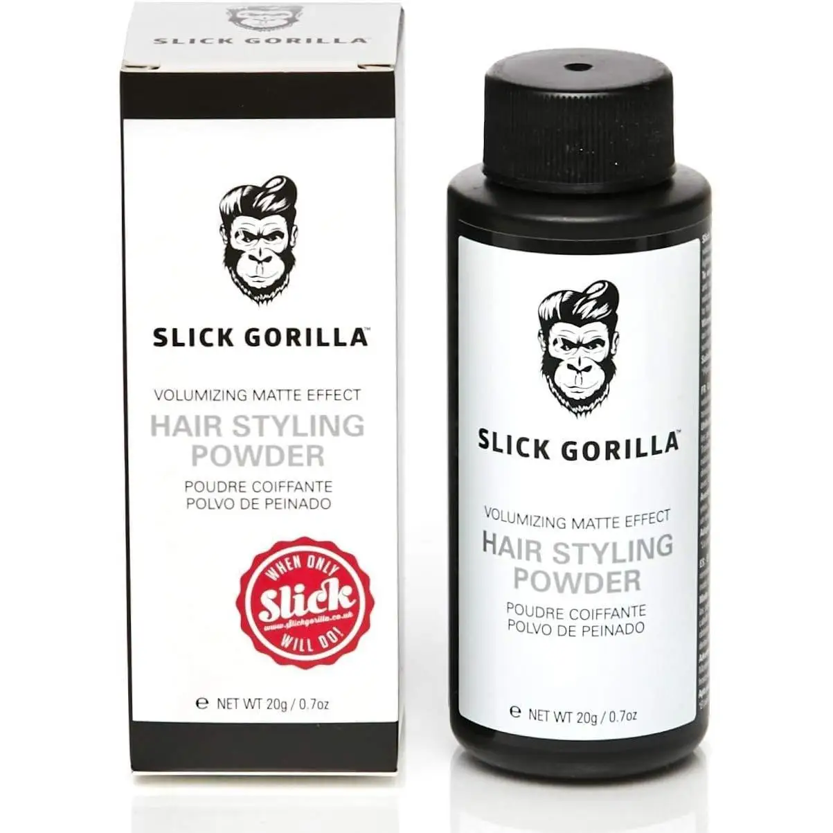 Slick Gorilla - Premium Hair Styling Powder 20g CERA Polvo de peinado,Polvos para levantar la raíz, Aspecto natural Elevador con acabado mate Retención invisible Fuerza y ​​volumen Adecuado