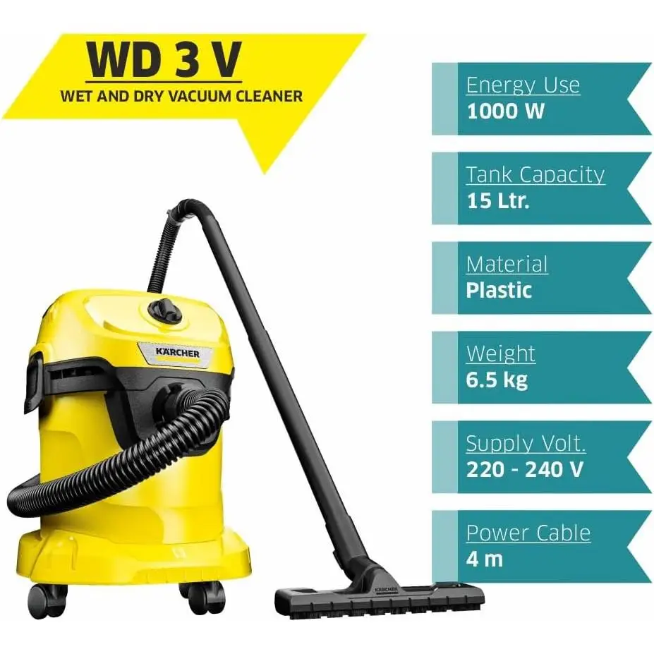 Karcher vacuum cleaner for solid and liquid WD3 1000W 15 litres vacuum cleaner