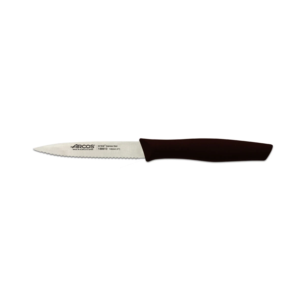 Cuchillo Mondador Arcos Nova 188618 de Acero Inoxidable Nitrum y Mango de Polipropileno Marrón 10cm
