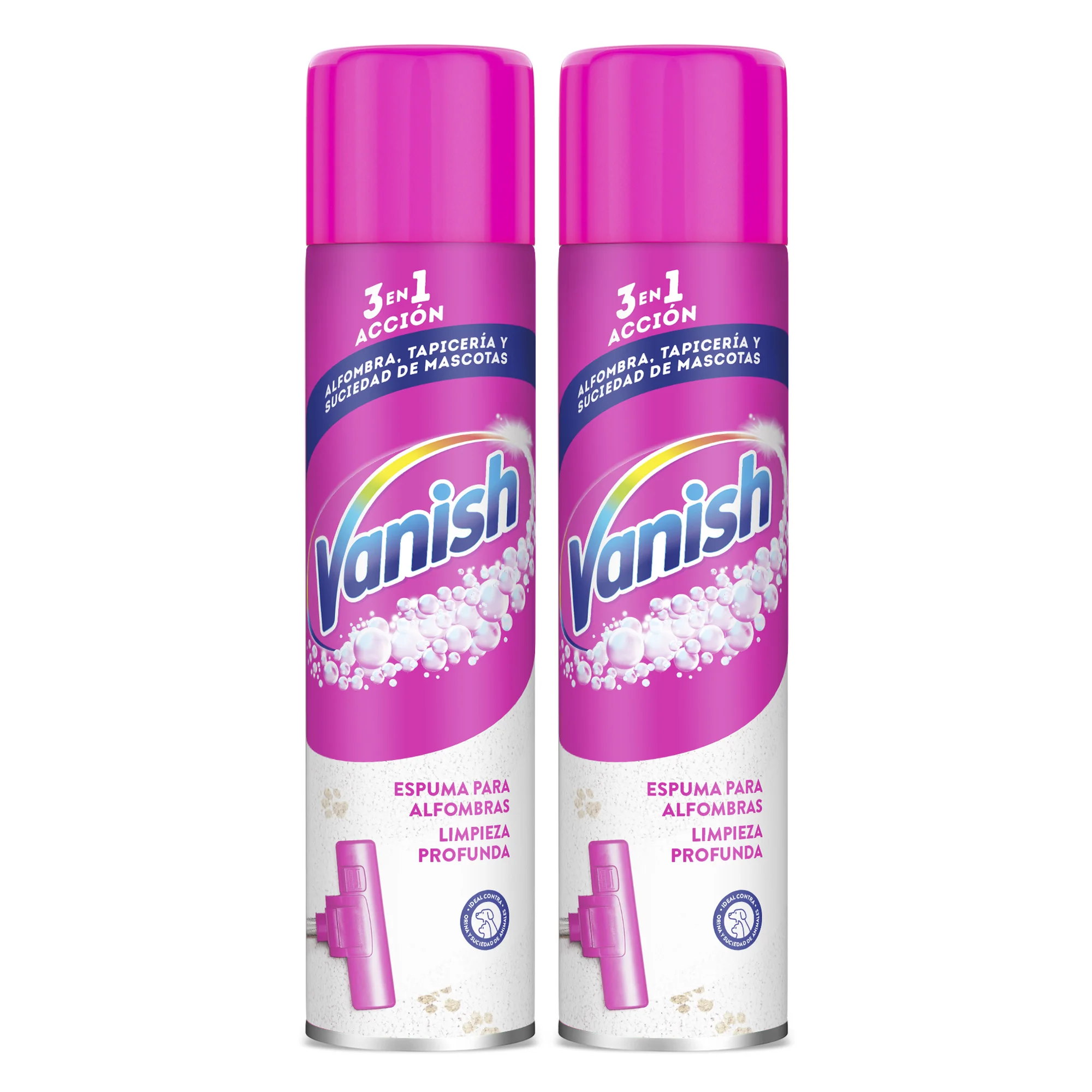 Vanish Quitamanchas para alfombras, moquetas, tapicerías y grandes superficies, formato espuma 2x600ml