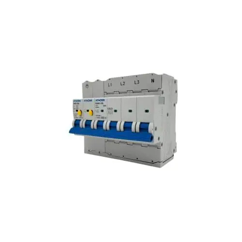 Atmoss Protector combinado sobretensiones Transitorio + Permanente 4P 40A, 4P 40A Tipo 2 Trifásico 10KA, Precableado, Clase C, Sobretensión hasta 480V, 415V AC 50HZ, Pequeño
