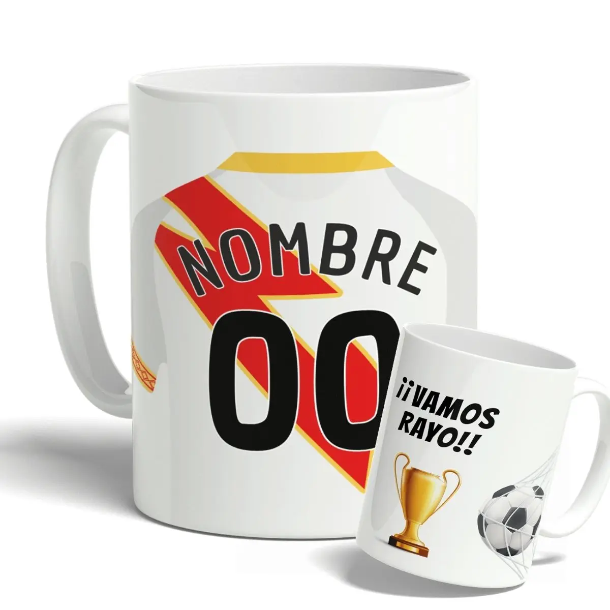 DEREGALOOS Taza de Fútbol Personalizada del F.C Rayo Vallecano para forofos y aficionados