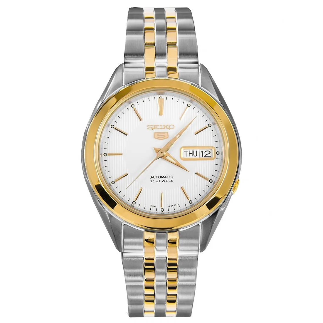 Reloj hombre automático Seiko 5 Classic SNKL24K1 38 mm   30 m, correa de acero bicolor