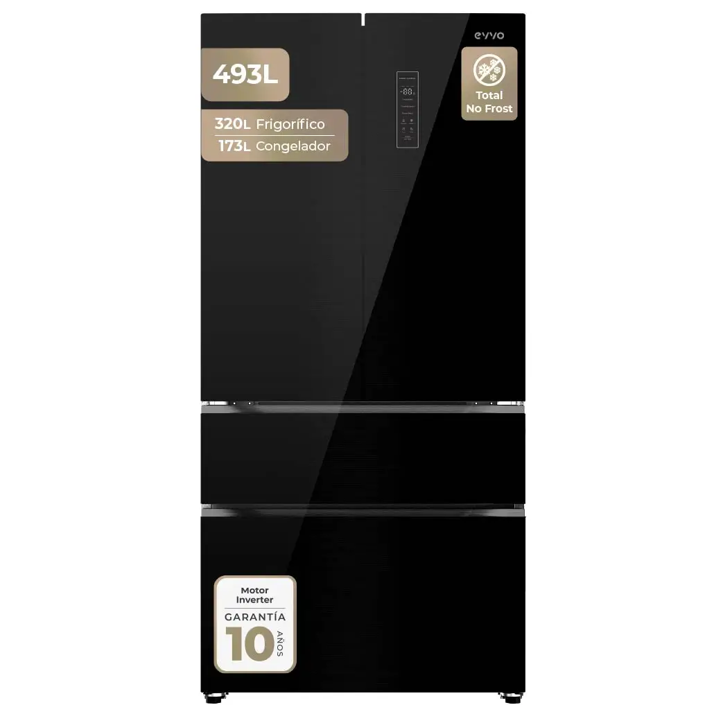 Evvo Negro Frigorífico Francés F81 Glass 493L D - Imagen 4