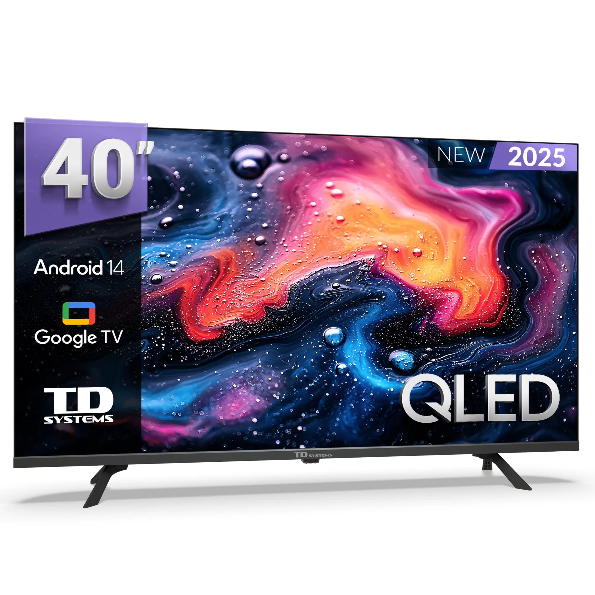 Smart TV 40 polegadas Qled Full HD Hey Google Official Assistant com controlo por voz. TV Android 14 - TD Systems K40DLK21GLQ