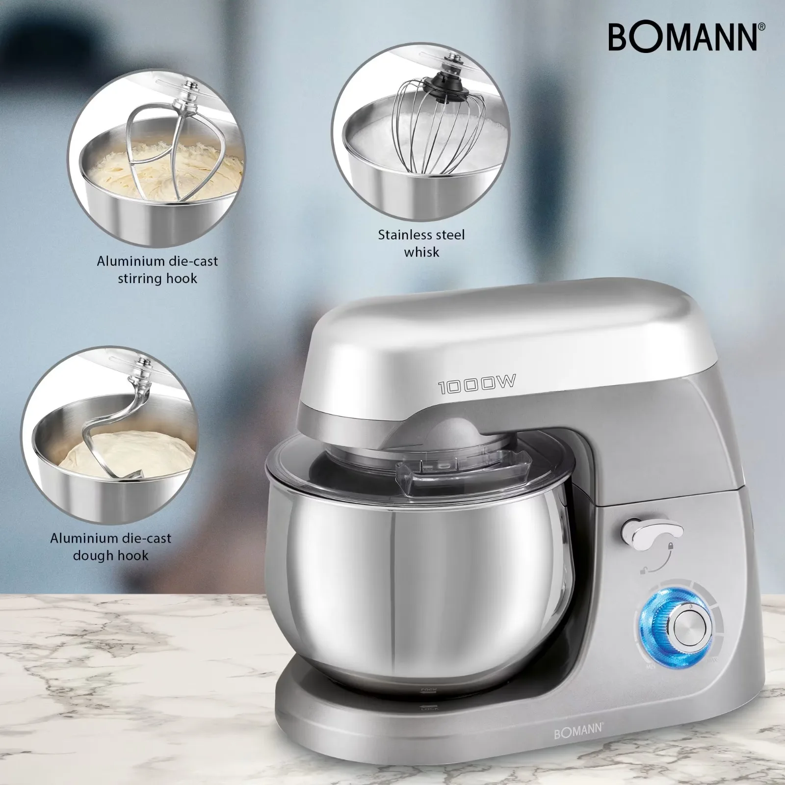 Bomann KM6009CB Robot Kneader 1000 watt Kneader/blender 5 litres Titan #3