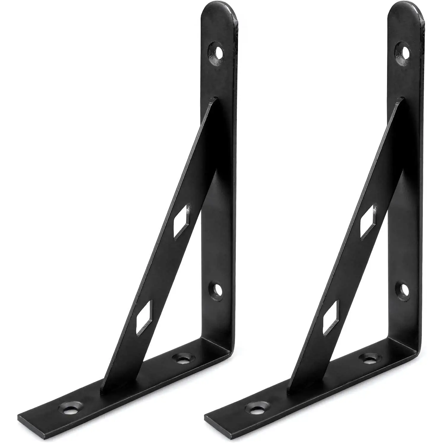 【2 Piezas】 Escuadras de 10 x 15cm para Estanterias, Soporte Estanteria Pared Negro Escuadras Estanterias Metalicas Pequeñas Soportes Estantes Triangulares de 90 Grados Angular con Tornillos y Pernos
