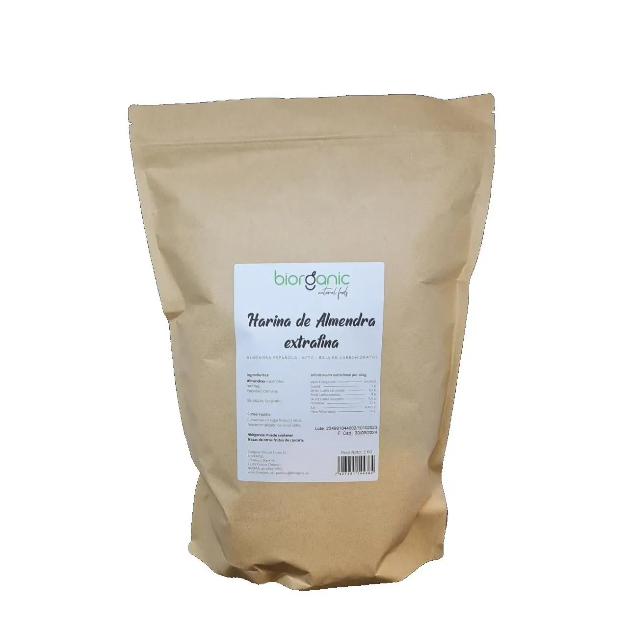 Harina de Almendra EXTRAFINA 2kg KETO, 100% natural – SIN GLUTEN – Biorganic