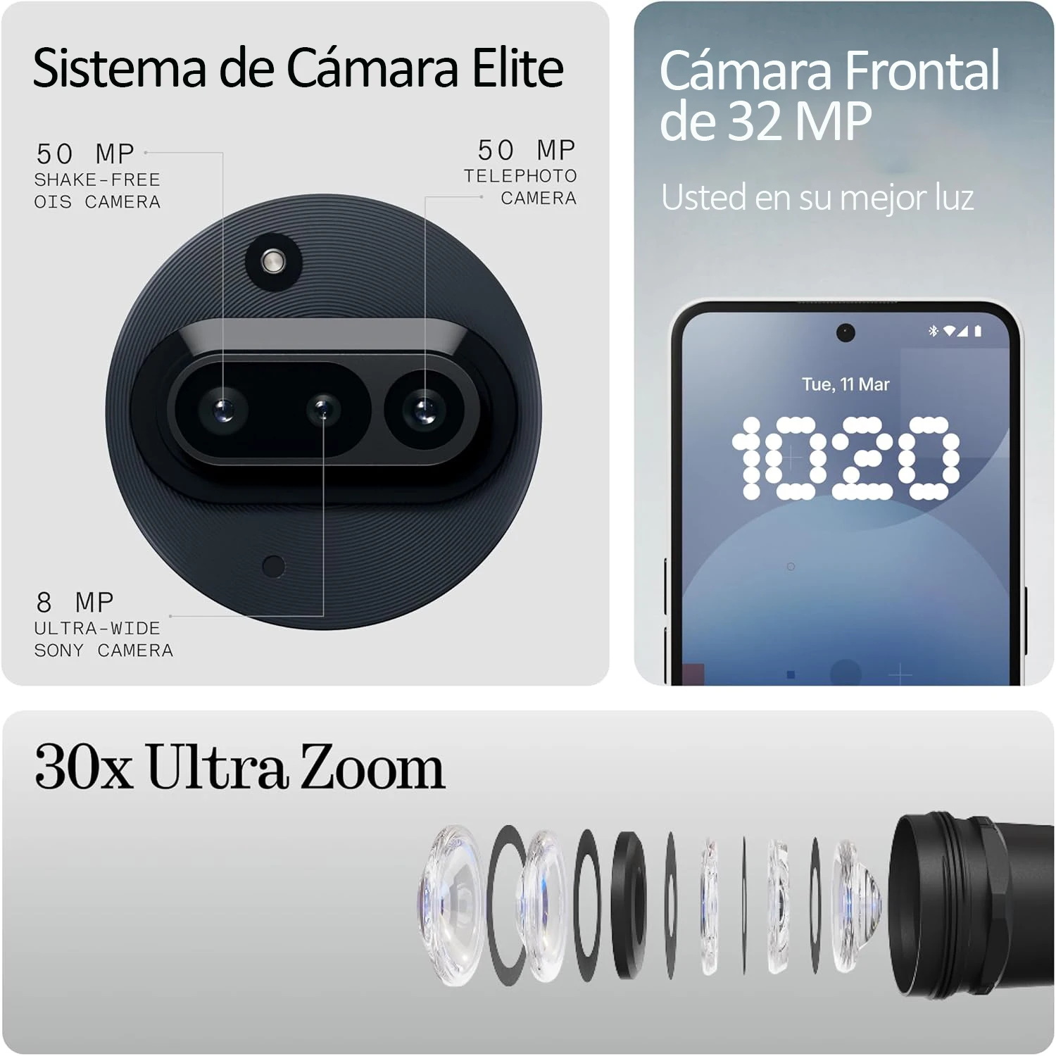 Teléfono – Nothing Phone (3a) 5G Smartphone, 8GB+128GB | 12GB+256 GB Moviles, Cámara Delantera de 32 MP, Ultra Zoom 30x, Carga rápida a 50W y Pantalla AMOLED Flexible FHD+ de 6,77″ 5