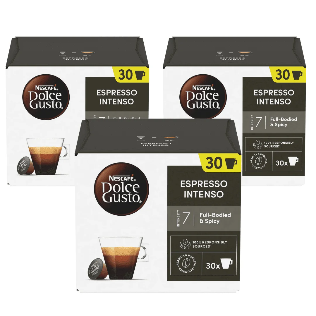 NESCAFÉ Dolce Gusto - 30 Cápsulas Café Espresso Intenso - PACK 3 UDS - 90 Cápsulas - Qumir
