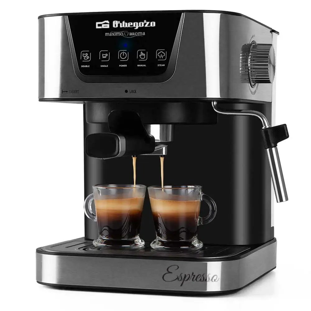 Orbegozo EX 6000 - Cafetera Para Espresso y Cappucino, 20 Bar De Presión, Depósito 1.5 L, Apta Para Monodosis, 1050 W