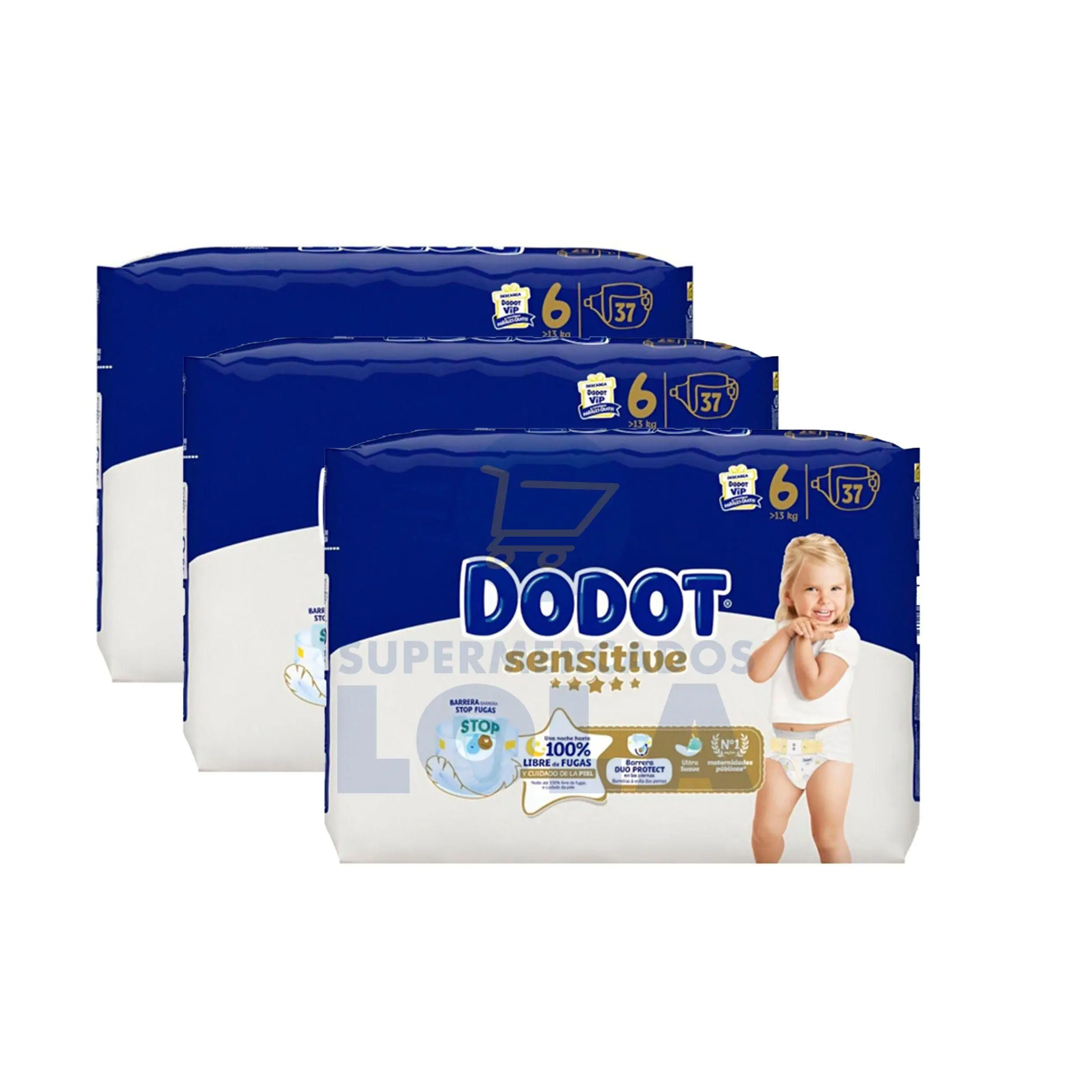 PACK de 3 - Pañales Dodot Sensitive Talla 6 - 111 unidades