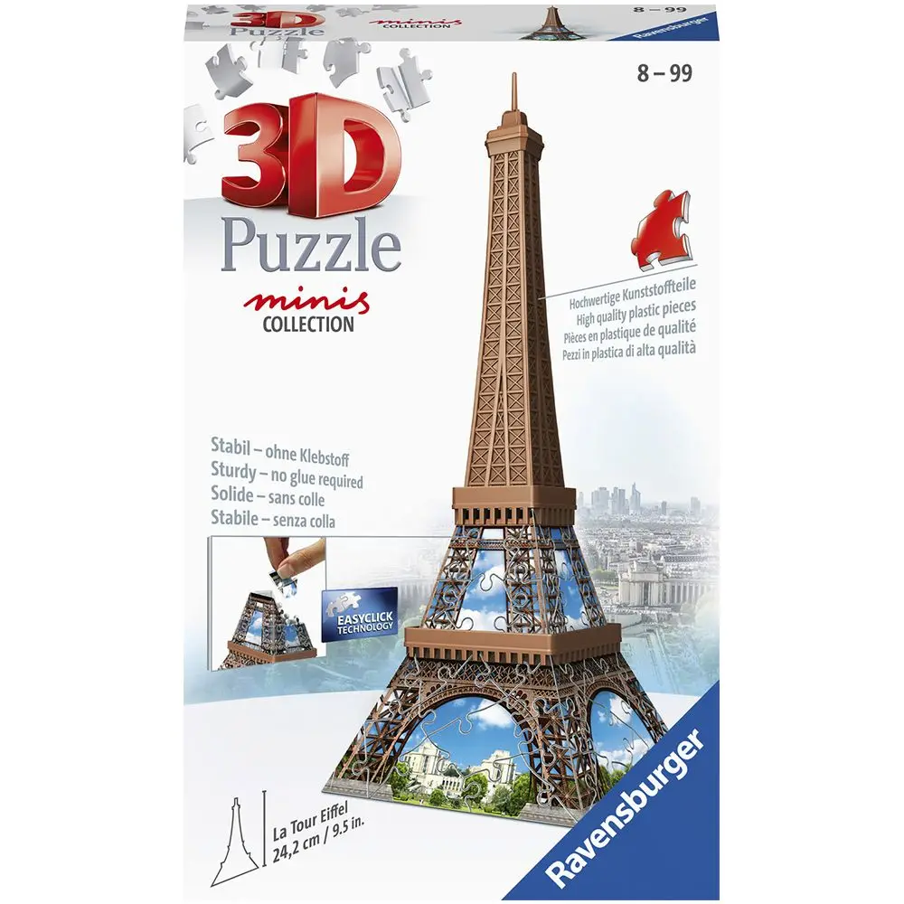 PUZLE 3D MINI TORRE EIFFEL 54 PIEZAS, +8 AÑOS, FRANCIA, MONUMENTO, CONSTUCCIÓN, RAVENSBURGER, 12536, TIENDA CON LICENCIA OFICIAL, ENVÍO URGENTE 24-48 HORAS PENÍNSULA