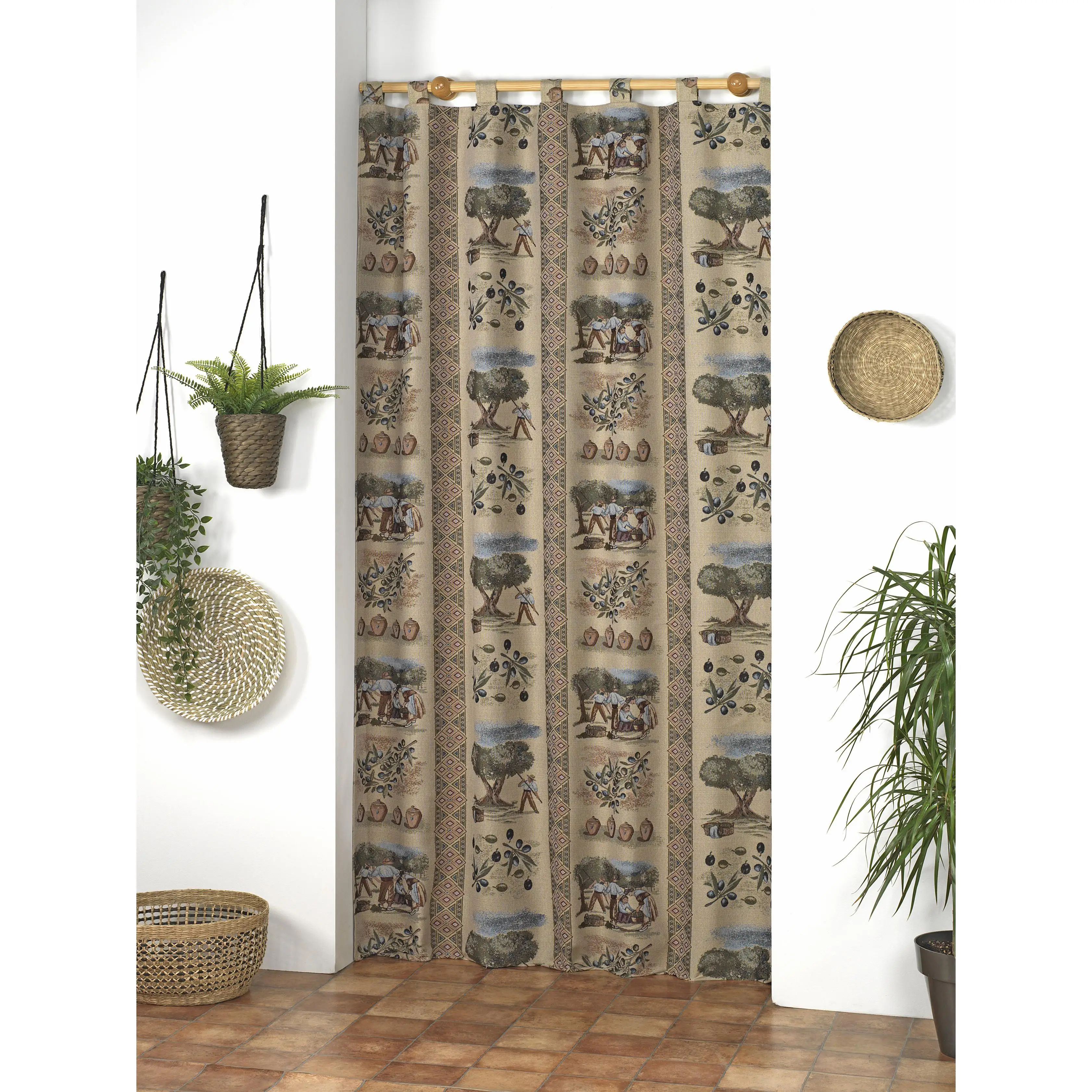VALENTIA HOME Cortina Alpujarra Oliva 140x260 CM | Trabillas | Interior y Exterior