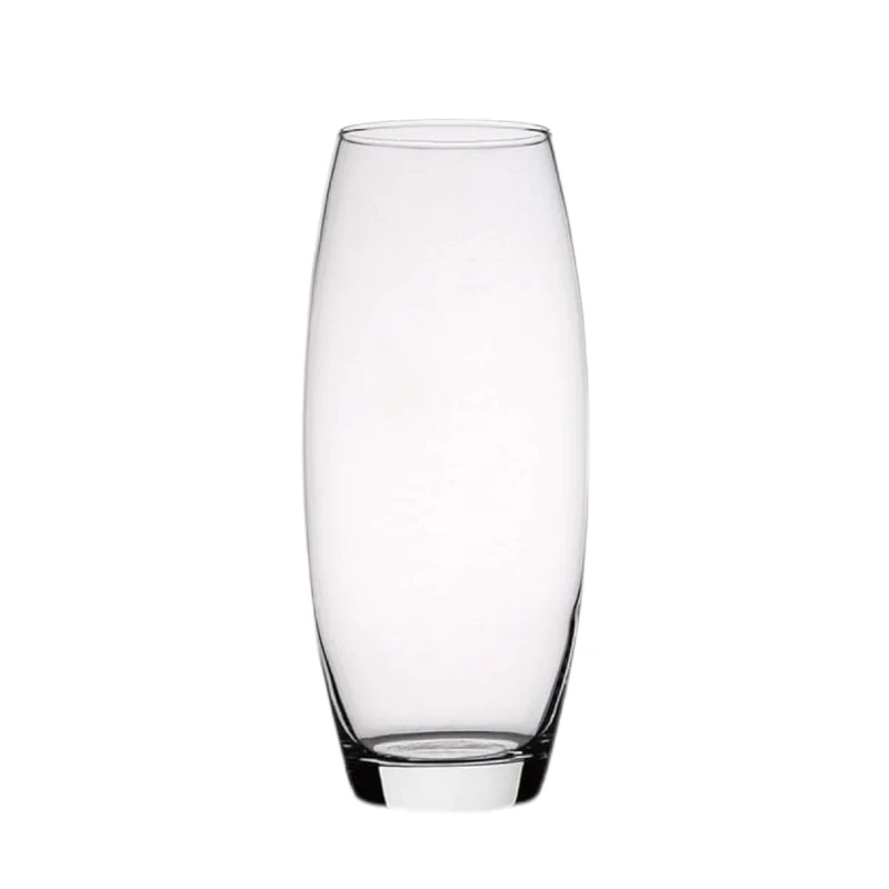 TRESV Jarrón de Flores de Cristal, Florero abombado de Vidrio, 26cm, 21cm y 26.5cm de Alto, Elegante y Sofisticado