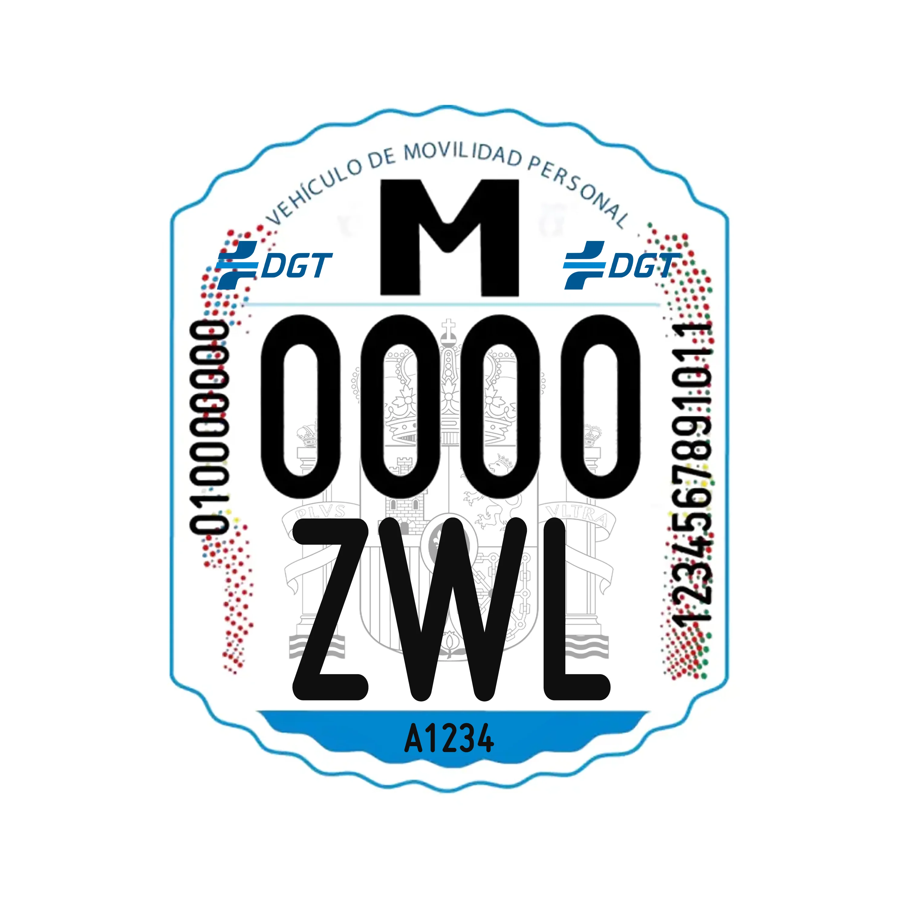 Matrícula Patinete Eléctrico VMP Homologada DGT - Placa Identificativa Obligatoria 2026 para Vehículos de Movilidad Personal - Alta Visibilidad, Resistente, Fácil Instalar - Personalizable (enviar