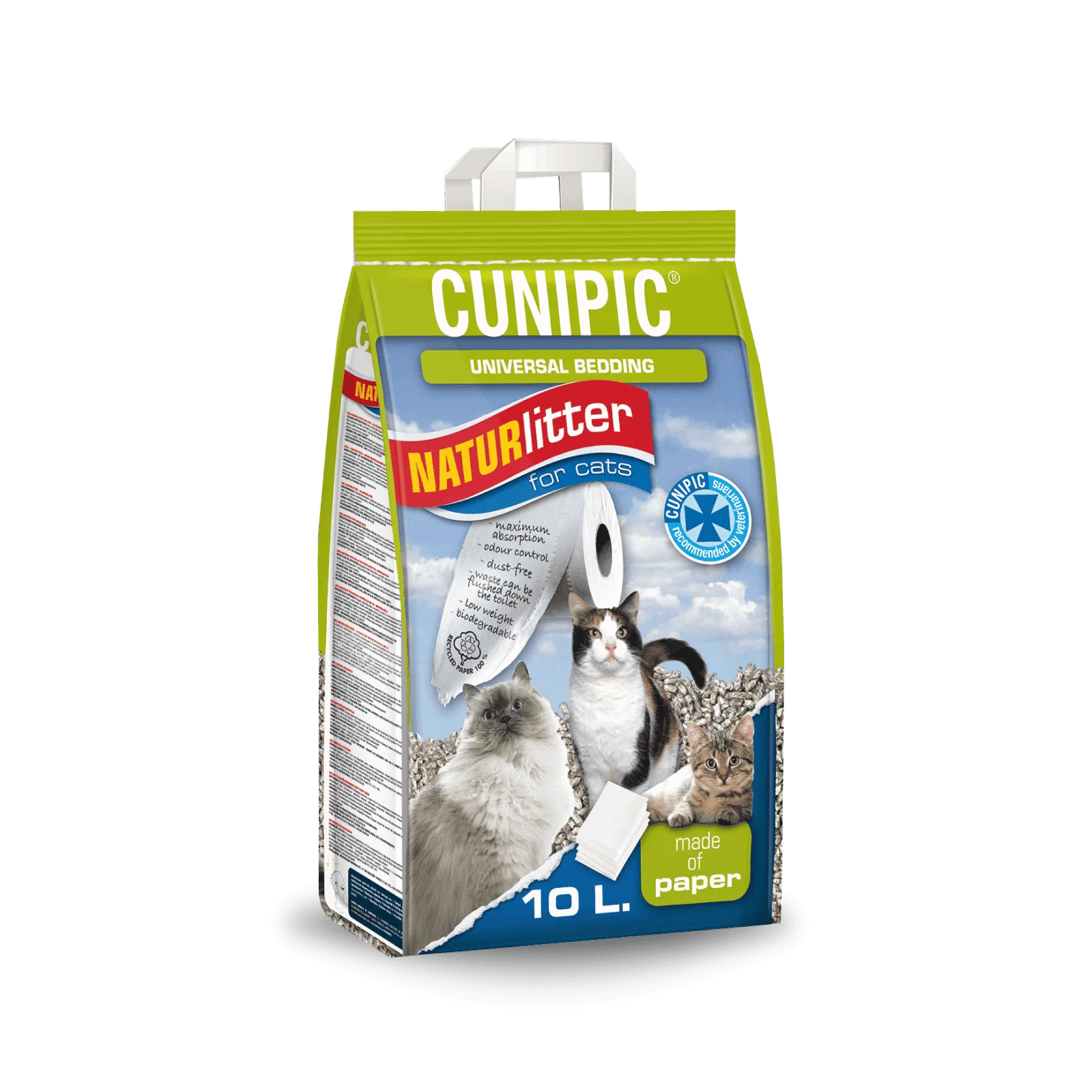 CUNIPIC LECHO ECOLOGICO UNIVERSAL NATURLITTER PARA GATOS COMPUESTP DE PAPEL 10L.