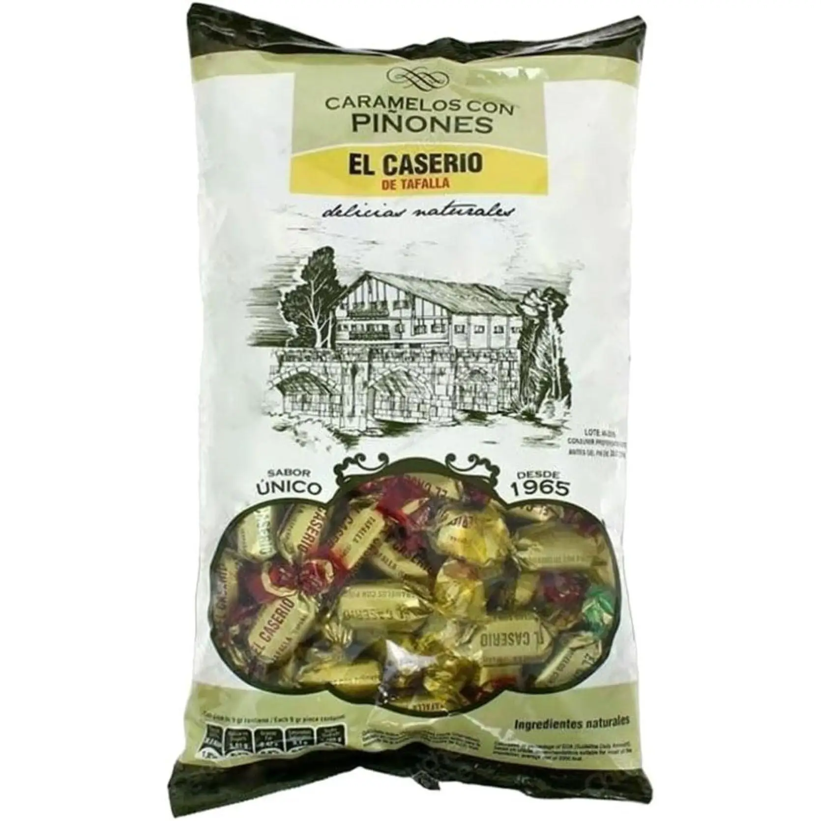 iChuches - Caramelos El Caserío de Tafalla Tradicionales Artesanales – Caramelo con Piñones, Caramelo Ligero con Piñones y Caramelo Ligero Dulce de Leche – Confitería Española Premium Sin Gluten, Sabores Café y Dulce de Leche, Bolsa 1kg