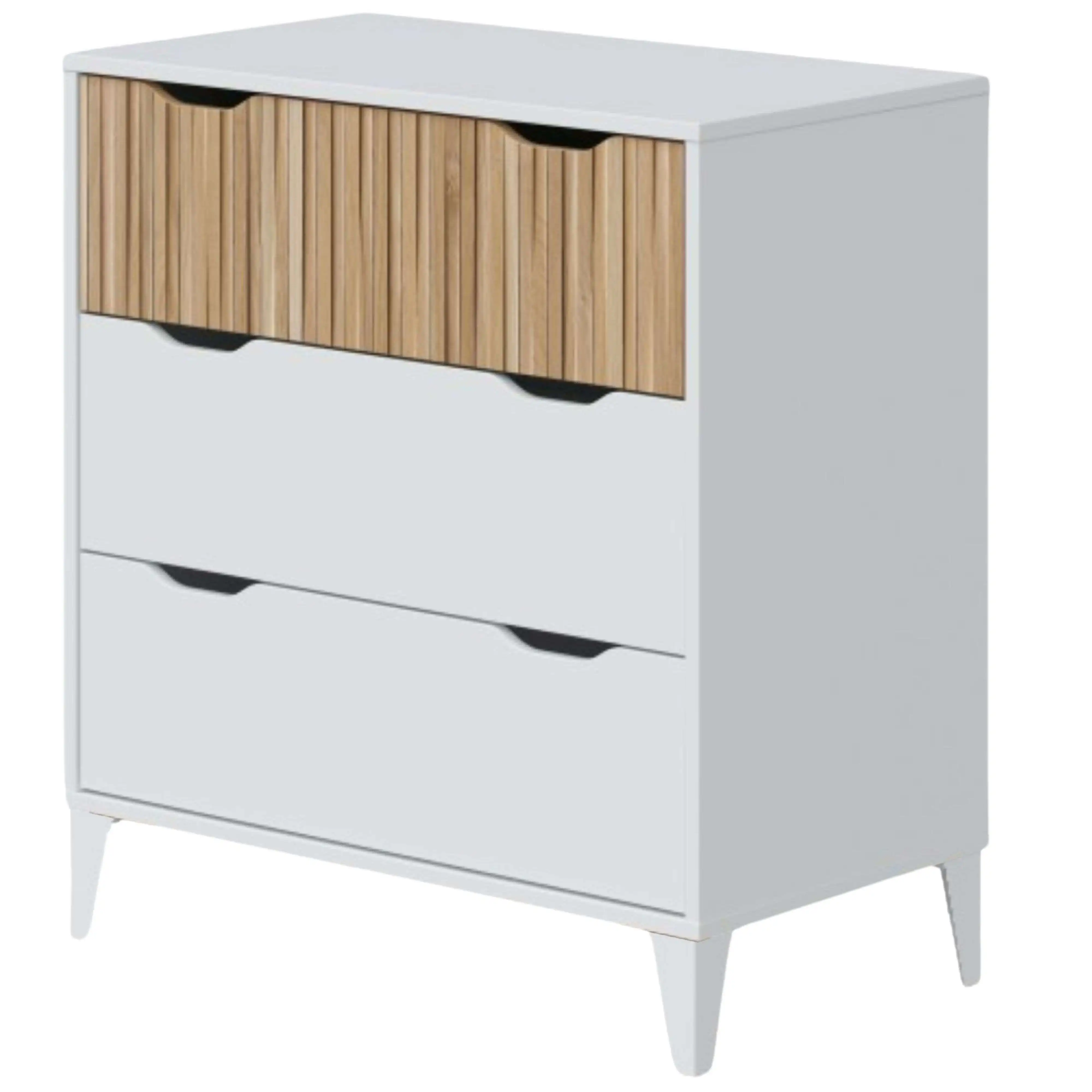 Miroytengo Cómoda Dormitorio Cajonera 3 Cajones Noite Dormitorio Moderno en Blanco Artik y Roble Natur 71x76x40 cm