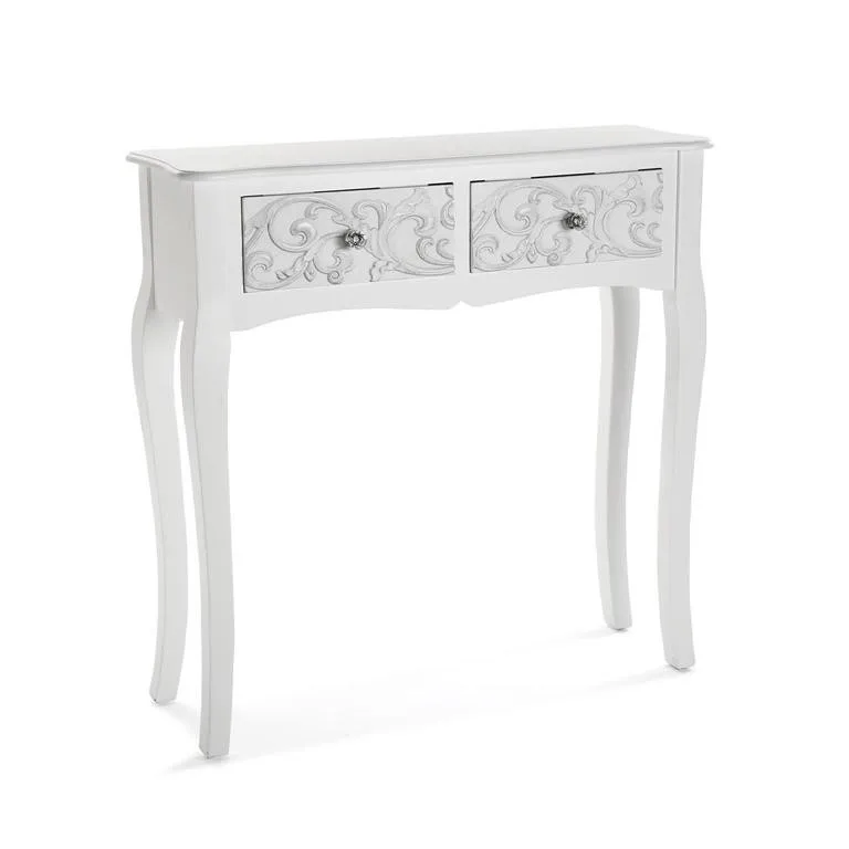 Versa Anjali Mueble Recibidor Estrecho para la Entrada o el Pasillo, Mesa Consola con 2 Cajones, Medidas (Al X L X An) 80 X 25 X 80 Cm, Madera, Color 