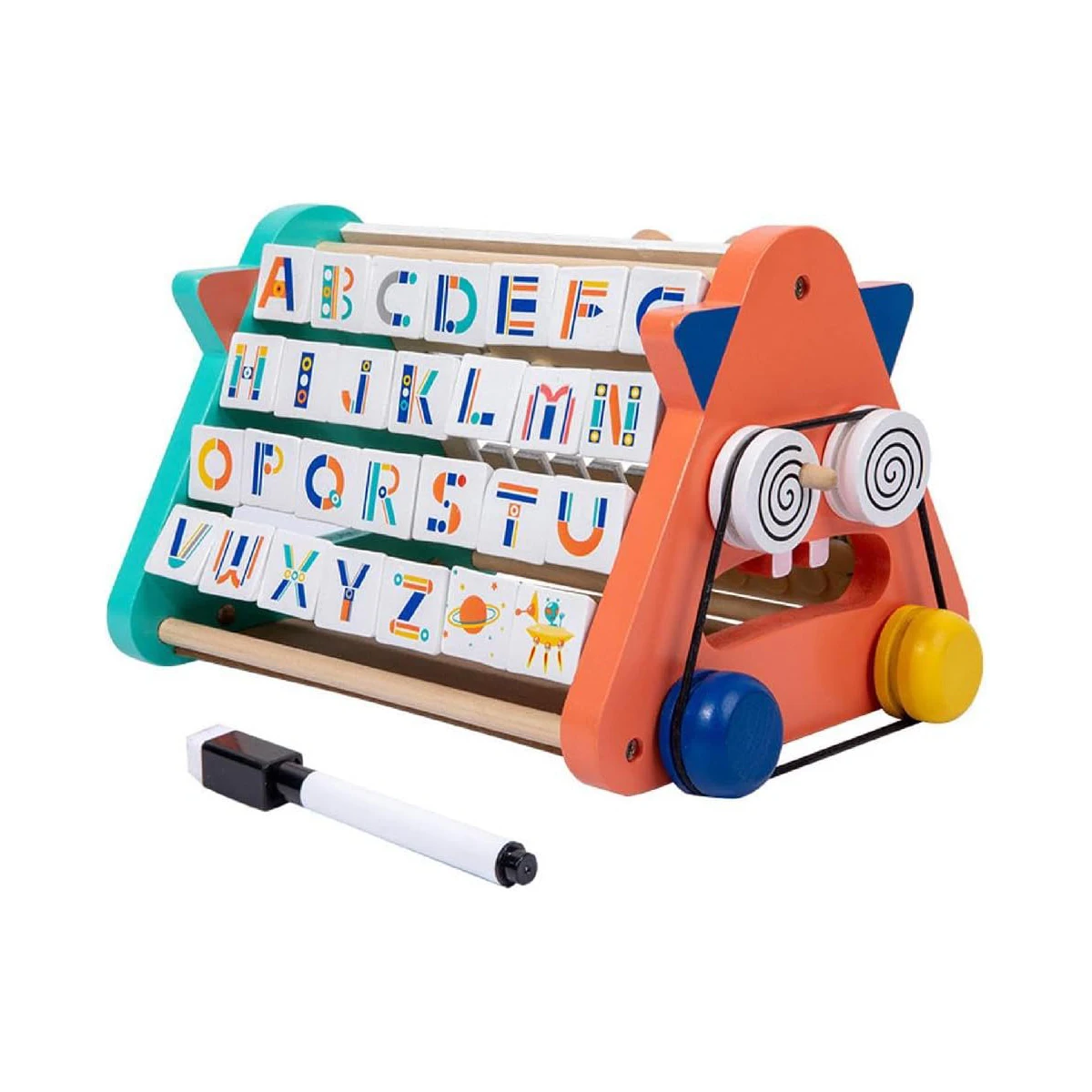 Juguetes de Madera con Abecedario, Juguetes Montessori interactivos Con tablero Pizarra Blanca,